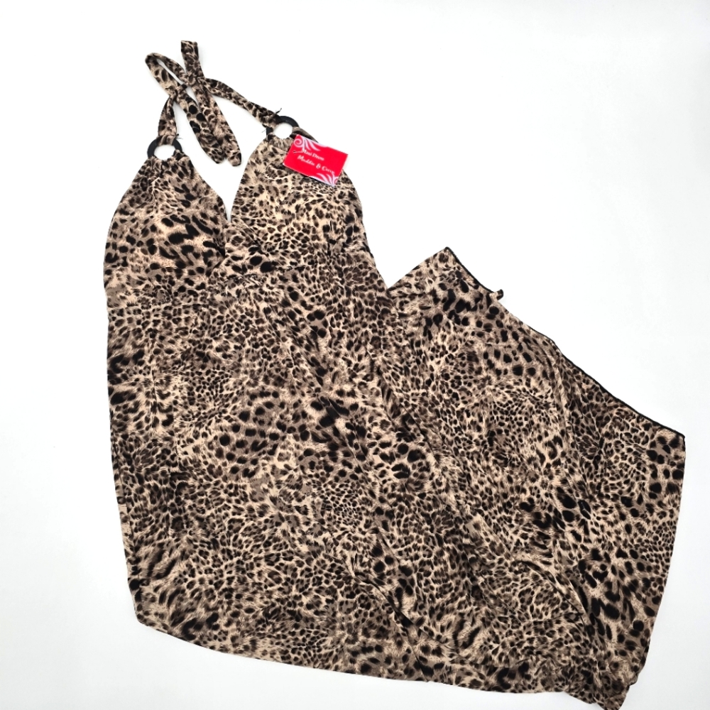 Maddie & Cocoa Leopard Print Maxi Dress Light Padded Size L